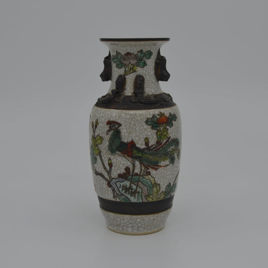 Antiek Chinees Nanking Craquelé Vaas - Qing Dynastie - antique-vintagedepot