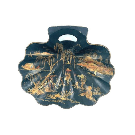 Antieke chinoiserie schelpvormige kruimellade (circa 1900) - antique-vintagedepot