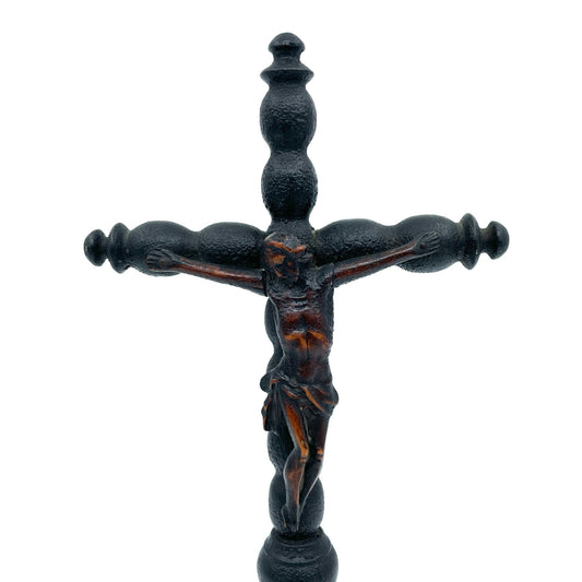 Antieke Houten Crucifix | Jezus Christus aan het Kruis (19e eeuws) - antique-vintagedepot