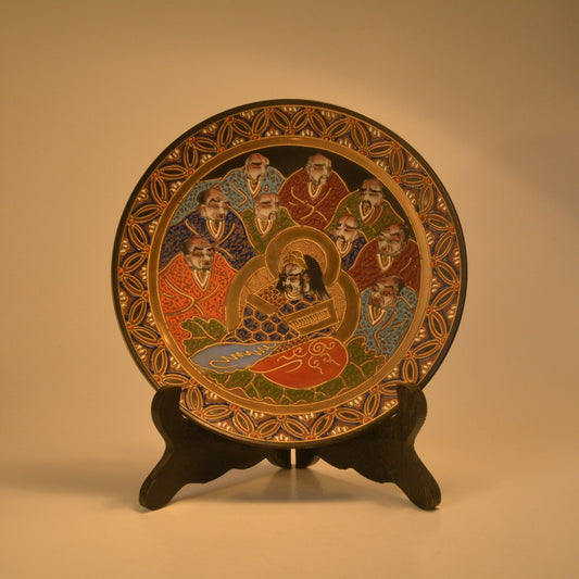 Antique Japanese late 19th-century Satsuma gold porcelain plate | Antiek Japans laat 19e eeuws Satsuma goud porseleinen bord