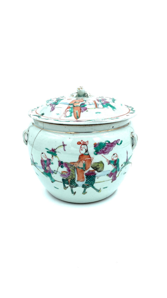 Chinese Porseleinen Kom met Deksel - antique-vintagedepot