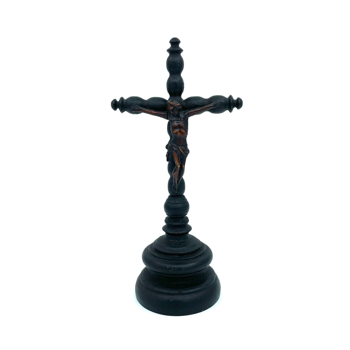 Antieke Houten Crucifix | Jezus Christus aan het Kruis (19e eeuws) - antique-vintagedepot