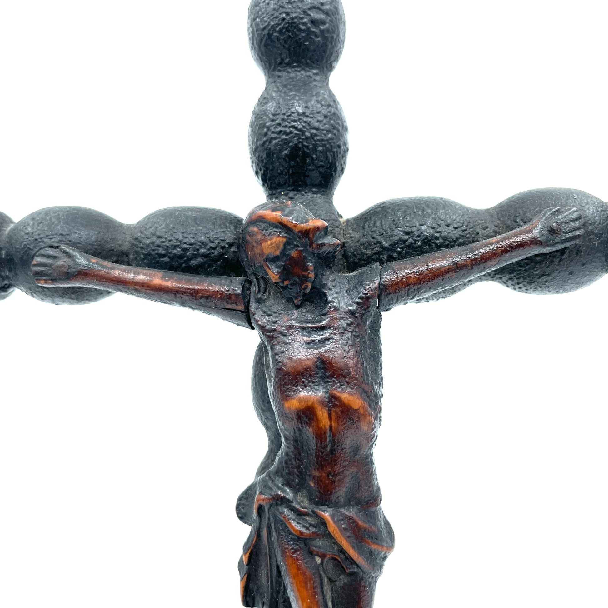 Antieke Houten Crucifix | Jezus Christus aan het Kruis (19e eeuws) - antique-vintagedepot