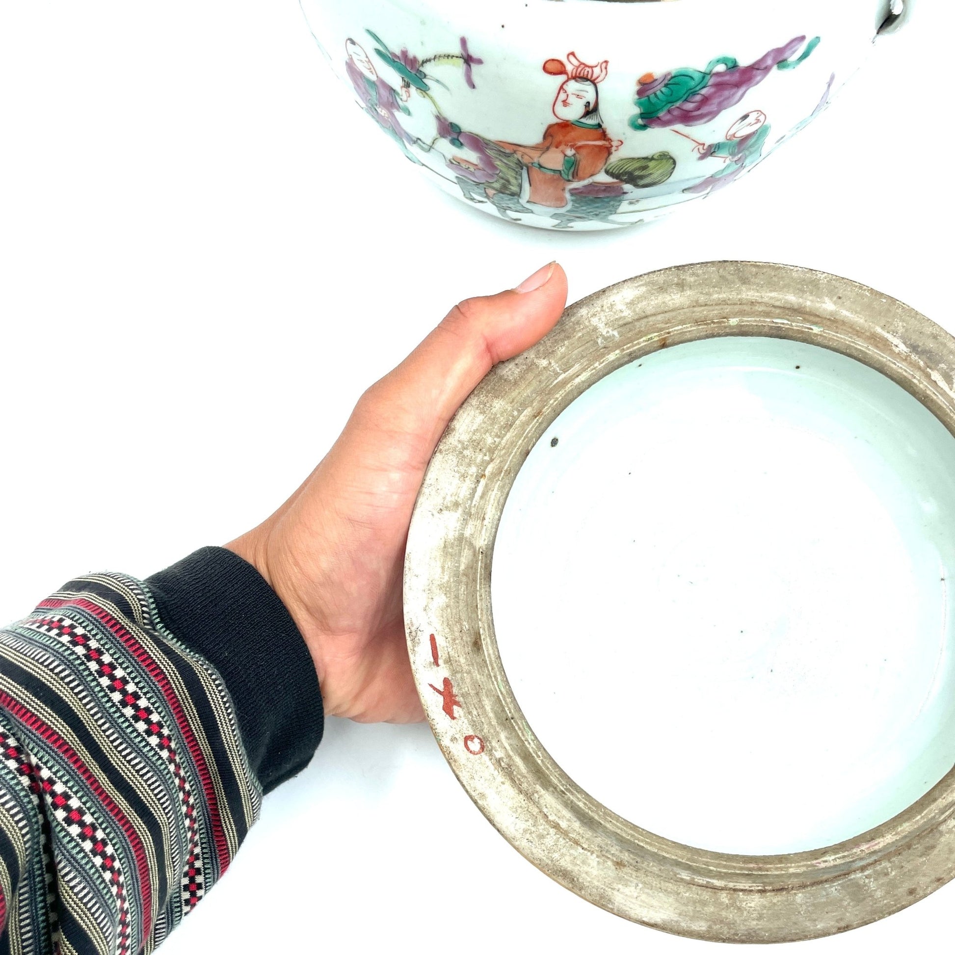 Chinese Porseleinen Kom met Deksel - antique-vintagedepot