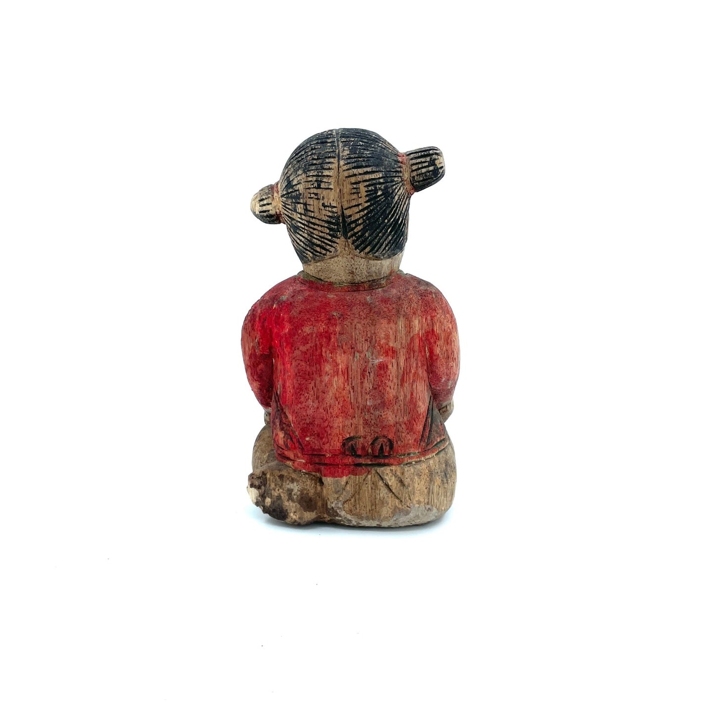 Chinese Woodcarving | Girl in Red Dress - antique-vintagedepot