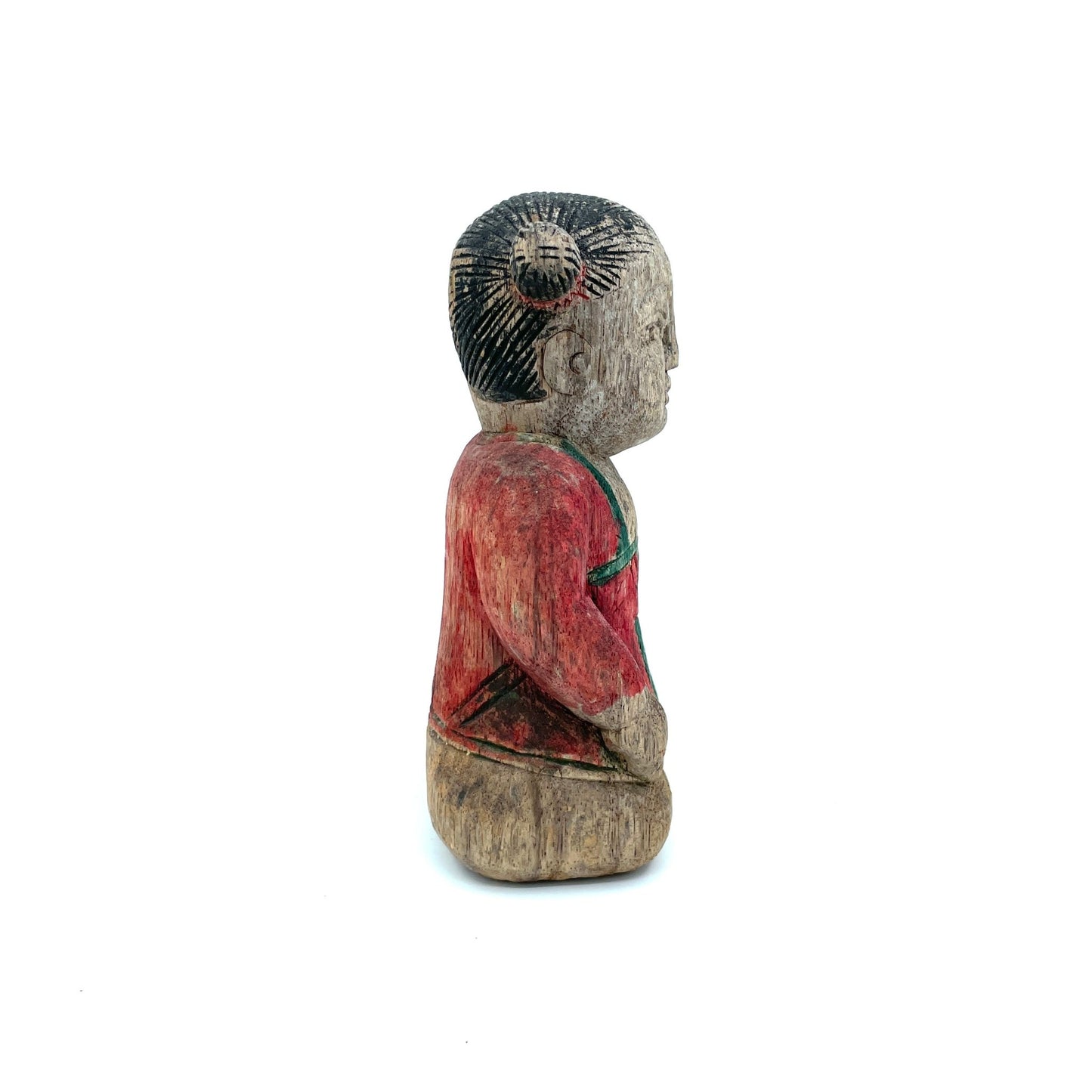 Chinese Woodcarving | Girl in Red Dress - antique-vintagedepot