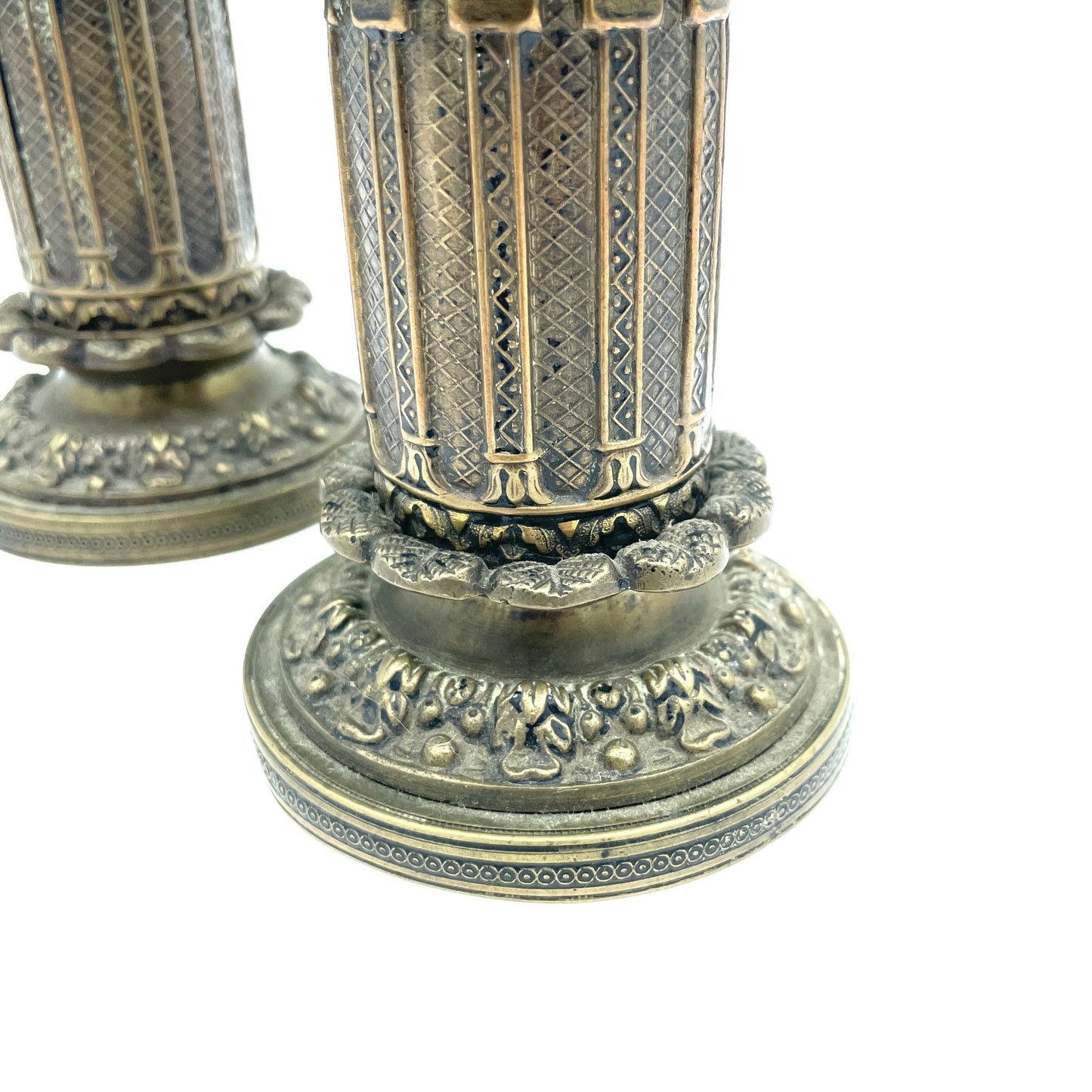 Set of 2 Antique Copper Candlesticks - antique-vintagedepot