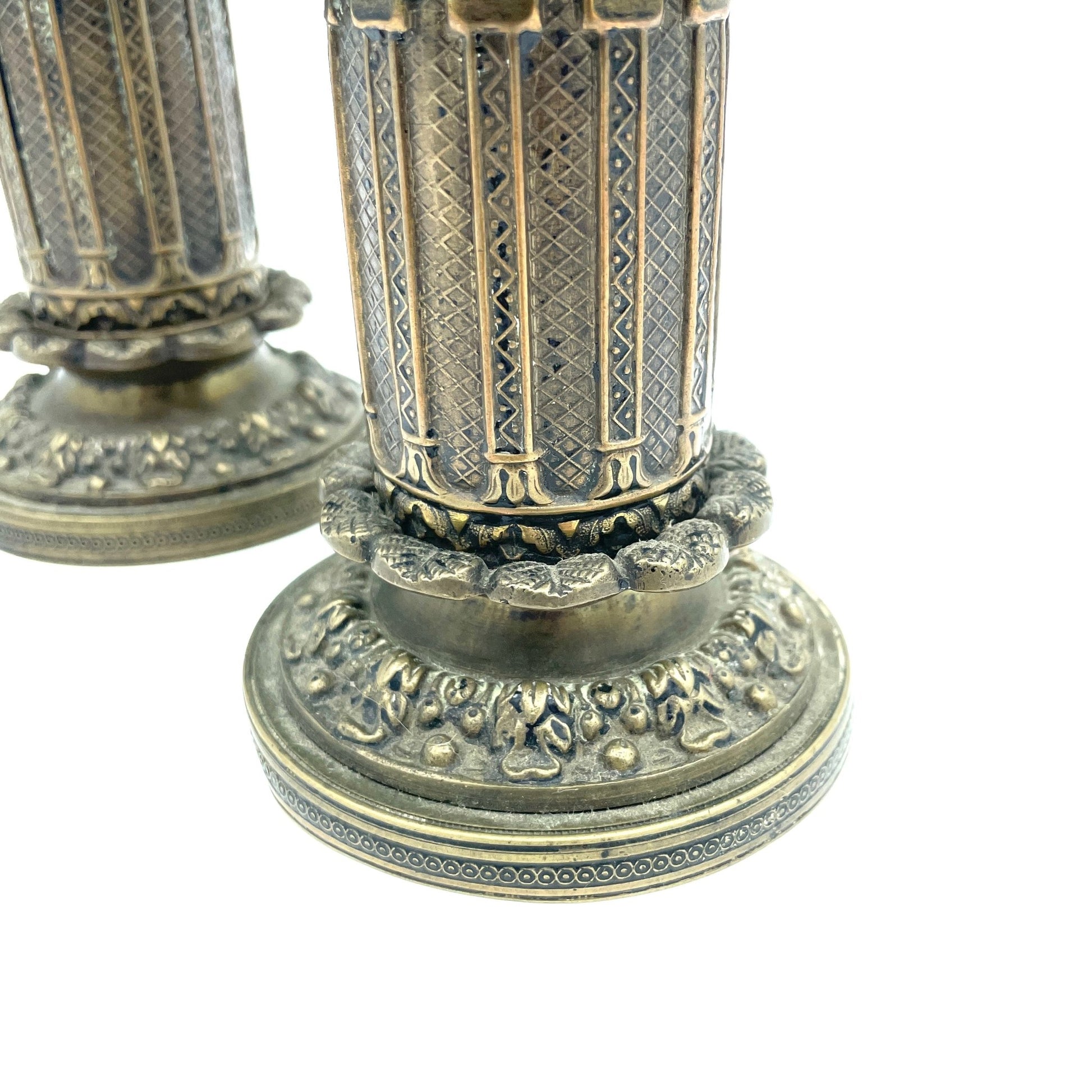 Set of 2 Antique Copper Candlesticks - antique-vintagedepot