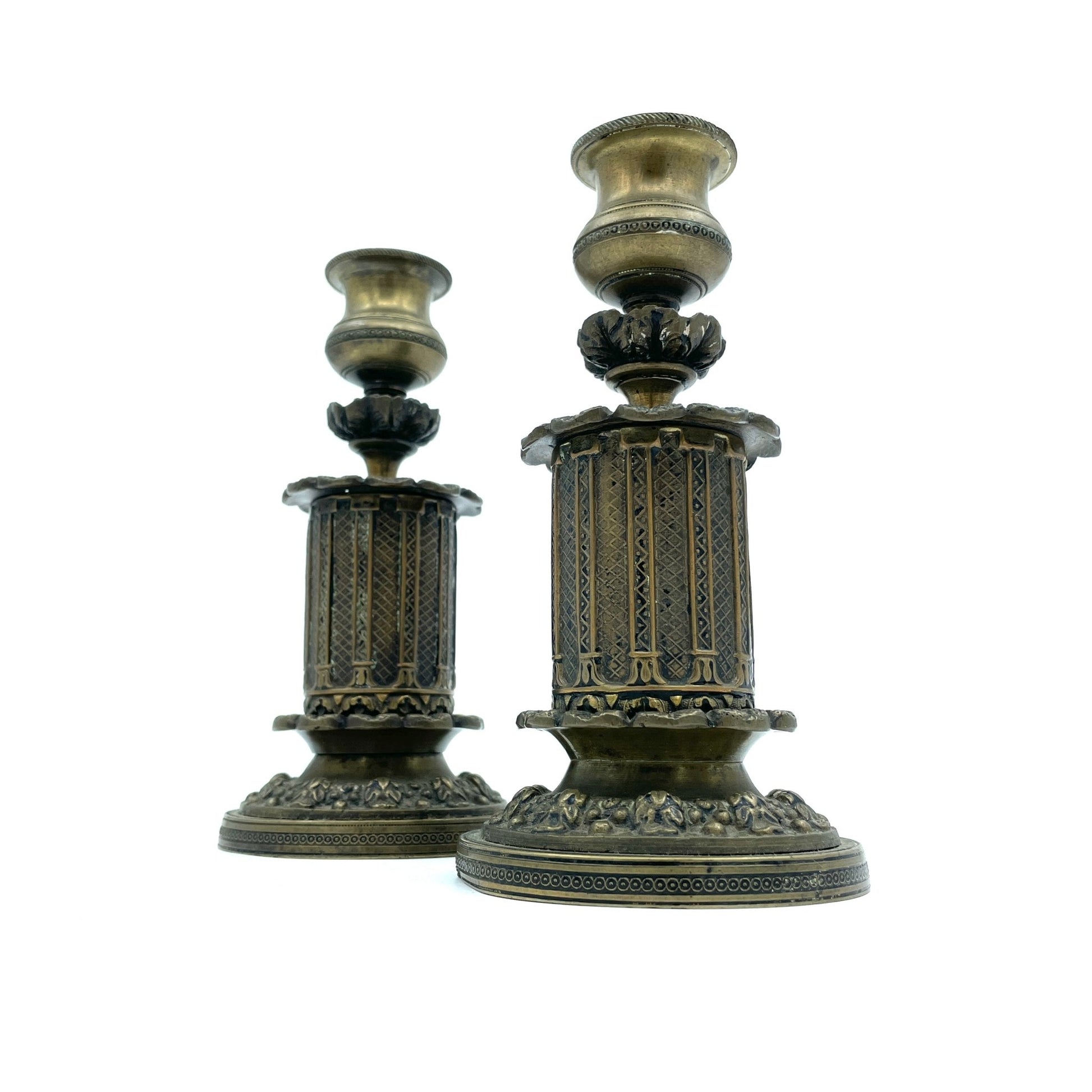 Set of 2 Antique Copper Candlesticks - antique-vintagedepot