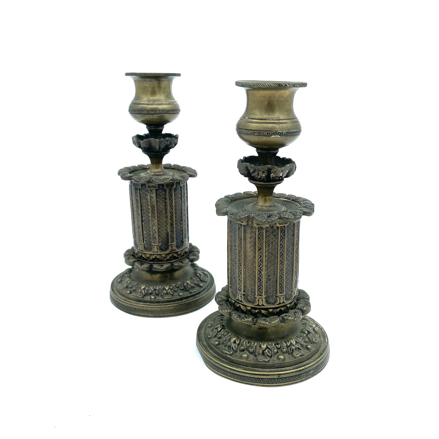 Set of 2 Antique Copper Candlesticks - antique-vintagedepot