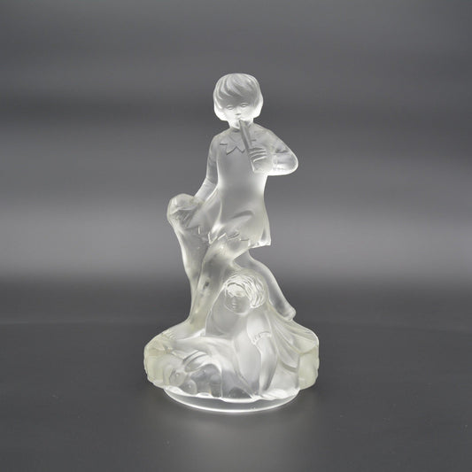 Walther & Sohne Art Deco Glass Peter Pan and Wendy | Art Deco Glazen Beeld van Peter Pan en Wendy - antique-vintagedepot